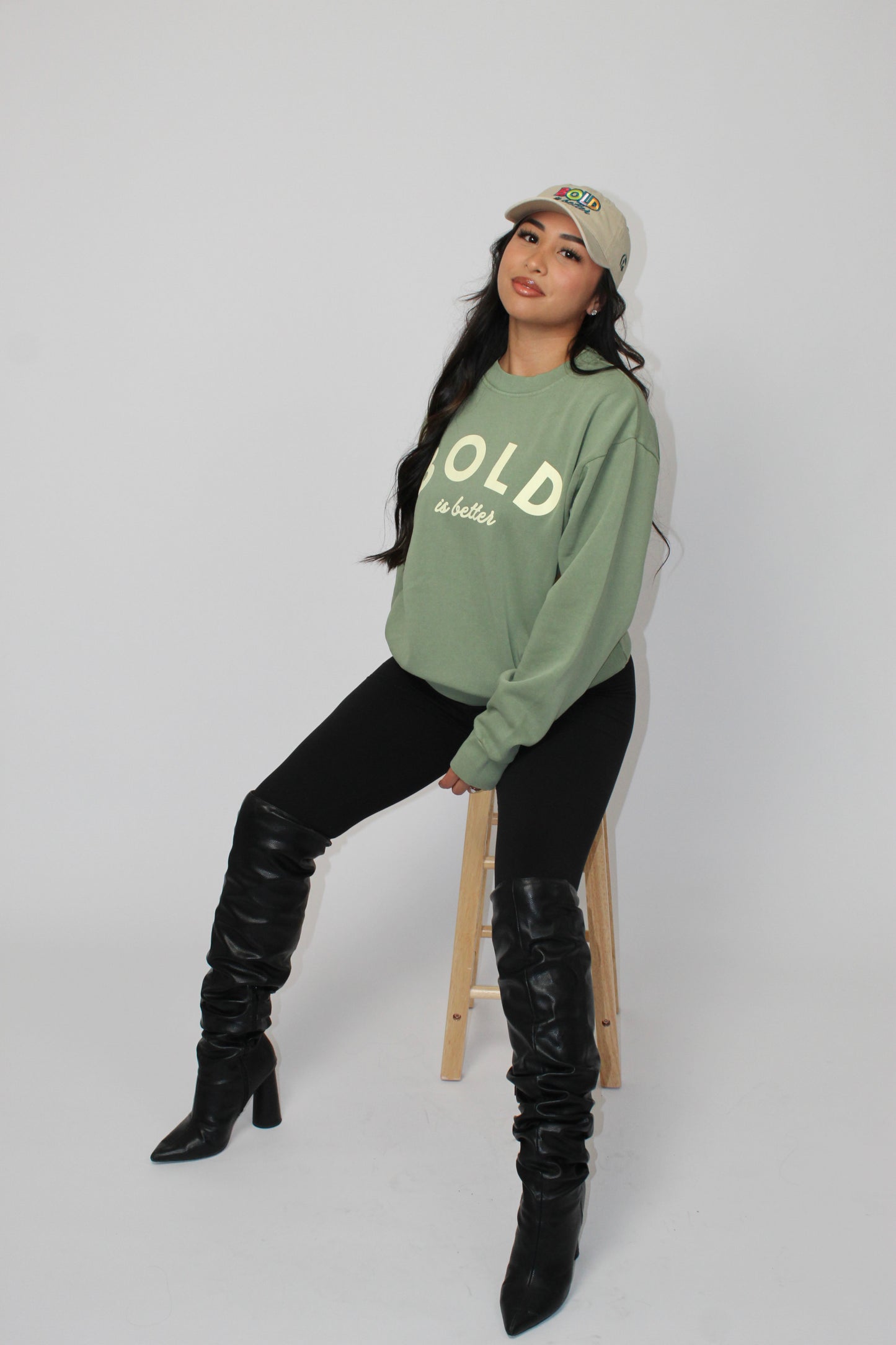 Bold is Better Crewneck Sweatshirt, Pigment Oil Green