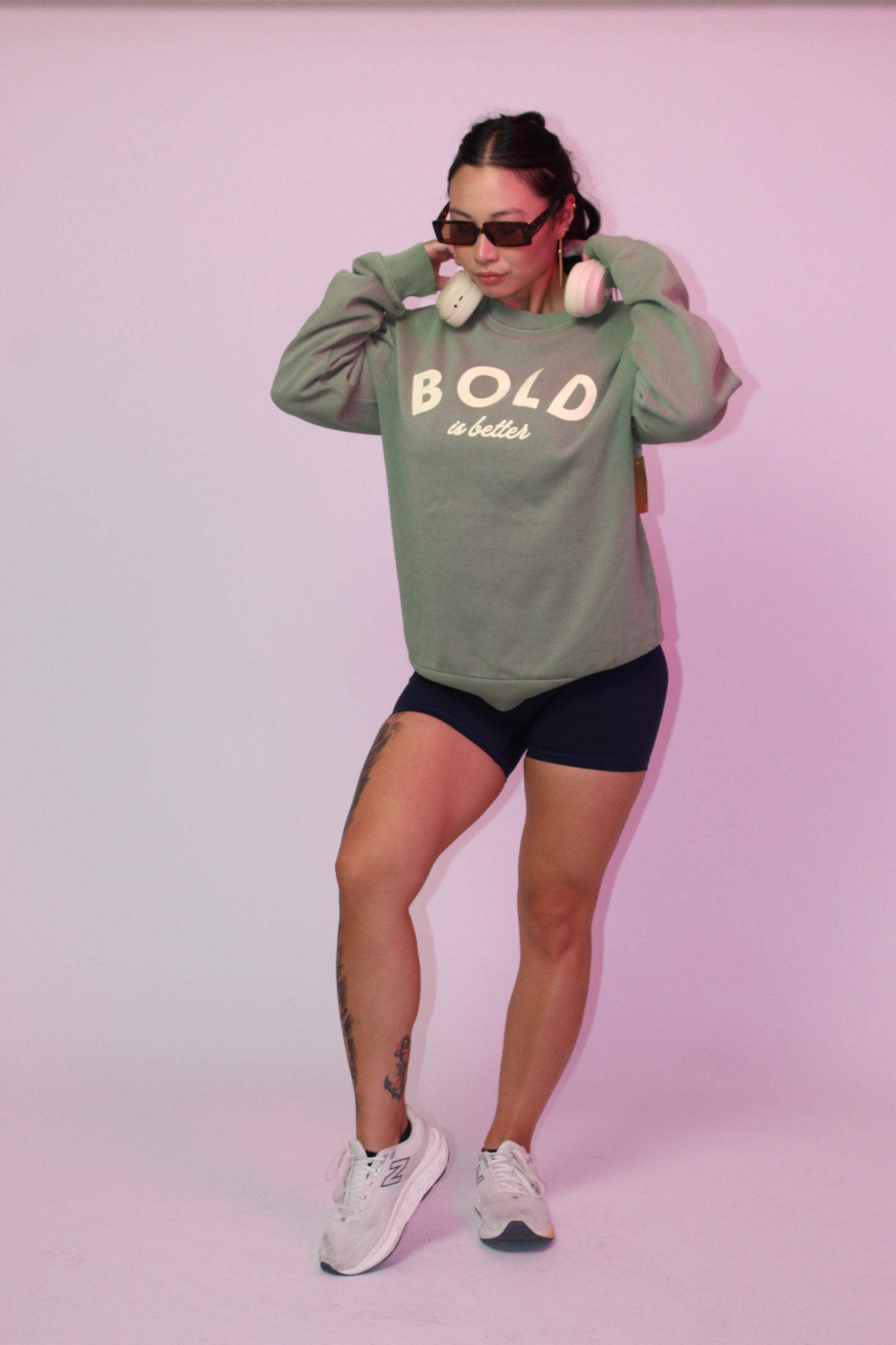 Bold is Better Crewneck Sweatshirt, Pigment Oil Green